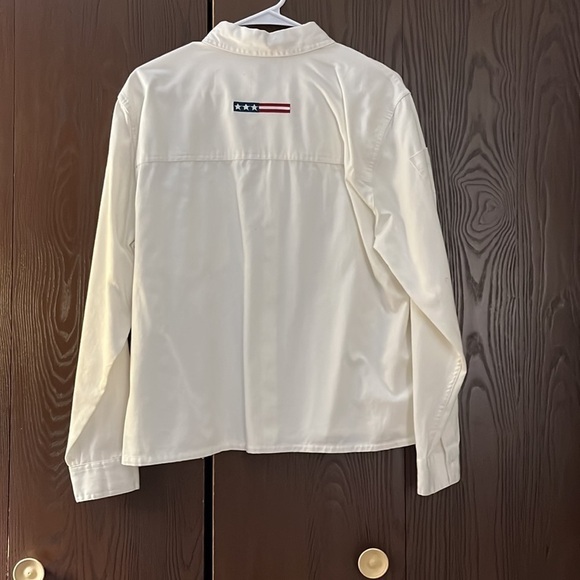 Christopher & Banks white long sleeved blouse with stars/ stripes emblems. NWT L - Picture 5 of 7